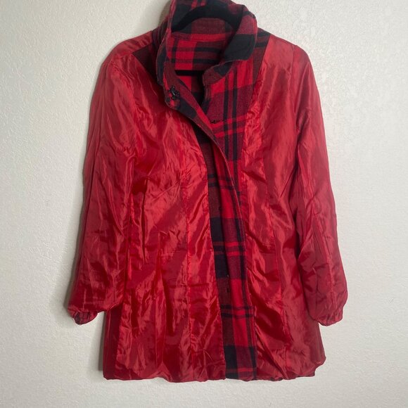 BB Dakota Coat Womens XL Plaid Cotton Blend Skull Button Grunge Tweed Pea Coat - Picture 6 of 12